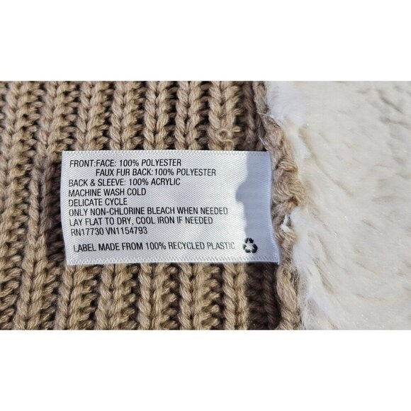 Knox Rose Womens M Open Front Faux Suede Shearling Tan Cardigan Sweater Jacket - Picture 4 of 4